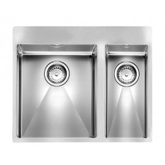 LAVELLO ACCIAIO INOX SATINATO FILO RAGGIATO MIX 3" 62X50 2 VASCHE A SINISTRA SLIM CM 012045 SCSSP