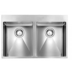LAVELLO ACCIAIO INOX SATINATO FILO RAGGIATO MIX 3" 76X50 2 VASCHE SLIM CM 012048 XCSSP