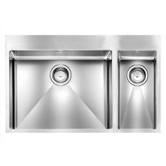 LAVELLO ACCIAIO INOX SATINATO FILO RAGGIATO MIX 3" 80X50 2 VASCHE A DESTRA SLIM CM 012049 DCSSP