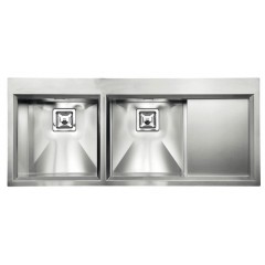 LAVELLO ACCIAIO INOX SATINATO GLAMOUR MIX 3" 116X50 2 VASCHE A DESTRA SLIM CM 012847 DCSSP