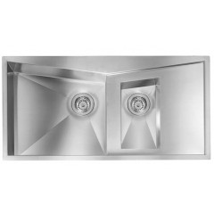 LAVELLO ACCIAIO INOX SATINATO SPACE 3" 100X50 2 VASCHE A DESTRA SLIM CM 012865 DCSSP