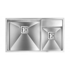 LAVELLO ACCIAIO INOX SATINATO ARIEL 3" 86X50 2 VASCHE A DESTRA SOTTOTOP CM 012904 DCSSP