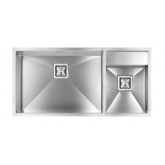 LAVELLO ACCIAIO INOX SATINATO ARIEL 3" 100X50 2 VASCHE A DESTRA SOTTOTOP CM 012906 DCSSP