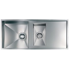 LAVELLO ACCIAIO INOX SATINATO FILO QUADRA 3" 99X44 2 VASCHE SOTTOTOP CM 012922 NCSSP