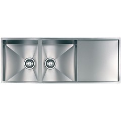 LAVELLO ACCIAIO INOX SATINATO FILO QUADRA 3" 115X44 2 VASCHE SOTTOTOP CM 012923 NCSSP