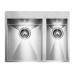 LAVELLO ACCIAIO INOX SATINATO FILO QUADRA MIX 3" 61X50 2 VASCHE A DESTRA SLIM CM 012932 DCSSP