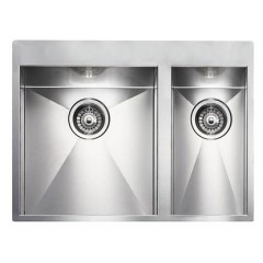 LAVELLO ACCIAIO INOX SATINATO FILO QUADRA MIX 3" 67X50 2 VASCHE A SINISTRA SLIM CM 012933 SCSSP
