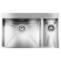 LAVELLO ACCIAIO INOX SATINATO FILO QUADRA MIX 3" 79X50 2 VASCHE A DESTRA SLIM CM 012937 DCSSP