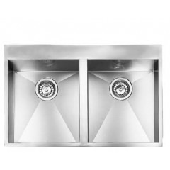 LAVELLO ACCIAIO INOX SATINATO FILO QUADRA MIX 3" 77X50 2 VASCHE SLIM CM 012939 XCSSP
