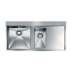 LAVELLO ACCIAIO INOX SATINATO FILO QUADRA MIX 3" 100X50 2 VASCHE A DESTRA SLIM CM 012962 DCSSP