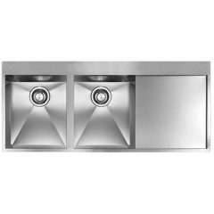 LAVELLO ACCIAIO INOX SATINATO FILO QUADRA MIX 3" 116X50 2 VASCHE A DESTRA SLIM CM 012963 DCSSP