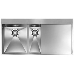 LAVELLO ACCIAIO INOX SATINATO FILO QUADRA MIX 3" 100X50 2 VASCHE A DESTRA SLIM CM 012964 DCSSP