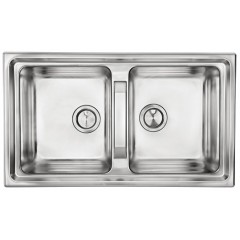 LAVELLO ACCIAIO INOX SATINATO BRANDO 3" 86X50 2 VASCHE CM 015104 RCSSP