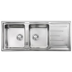 LAVELLO ACCIAIO INOX SATINATO BRANDO 3" 116X50 2 VASCHE CM 015107 RCSSP