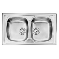 LAVELLO ACCIAIO INOX SPAZZOLATO UNIVERSAL 3" 86X50 2 VASCHE CM 015444 XCSSX