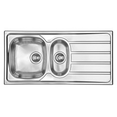 LAVELLO ACCIAIO INOX SPAZZOLATO UNIVERSAL 3" 100X50 2 VASCHE A DESTRA CM 015445 DCSSP