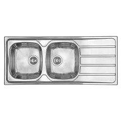 LAVELLO ACCIAIO INOX SPAZZOLATO UNIVERSAL 3" 116X50 2 VASCHE A DESTRA CM 015447 DCSSX