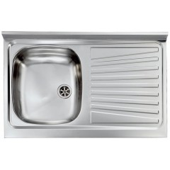 LAVELLO ACCIAIO INOX PRELUCIDATO MONDIAL 80X50 1 VASCA A DESTRA CM 031031 DCSSX
