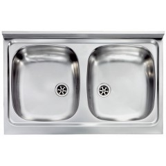LAVELLO ACCIAIO INOX PRELUCIDATO MONDIAL 80X50 2 VASCHE CM 031032 XCSSX