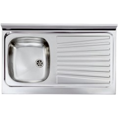 LAVELLO ACCIAIO INOX PRELUCIDATO MONDIAL 90X50 1 VASCA A DESTRA CM 031033 DCSSX