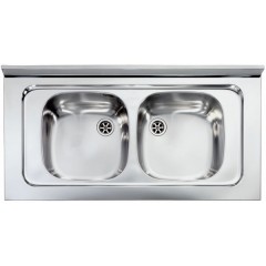 LAVELLO ACCIAIO INOX PRELUCIDATO MONDIAL 100X50 2 VASCHE CM 031036 XCSSX