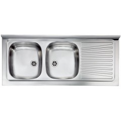 LAVELLO ACCIAIO INOX PRELUCIDATO MONDIAL 120X50 2 VASCHE A SINISTRA CM 031037 SCSSX