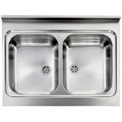 LAVELLO ACCIAIO INOX SATINATO ROSSANA 80X60 2 VASCHE CM 031132 XCSSX