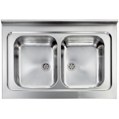 LAVELLO ACCIAIO INOX SATINATO ROSSANA 90X60 2 VASCHE CM 031134 XCSSX
