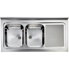LAVELLO ACCIAIO INOX SATINATO ROSSANA 120X60 2 VASCHE A DESTRA CM 031137 DCSSX