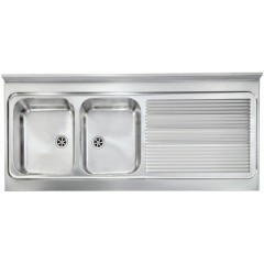 LAVELLO ACCIAIO INOX SATINATO ROSSANA 135X60 2 VASCHE A DESTRA CM 031138 DCSSX