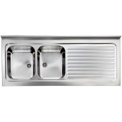 LAVELLO ACCIAIO INOX SATINATO ROSSANA 150X60 2 VASCHE A SINISTRA CM 031139 SCSSX