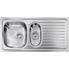 LAVELLO ACCIAIO INOX SPAZZOLATO SIROS 3" 100X50 2 VASCHE A SINISTRA CM 010445 DCSSP