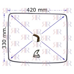 GUARNIZIONE FORNO 4 LATI 4 LUNETTE 1 GANCIO 420X330