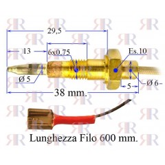 TERMOCOPPIA 6X0,75 CON INNESTO FASTON LUNGA 600MM