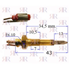 TERMOCOPPIA FILETTATA CON ATTACCO J LUNGA 750MM