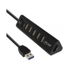 InLineHUB 7 porte 1x USB 3.0, 5x USB 2.0, 1x USB 2.0 ricarica veloce (2,1A), nero
