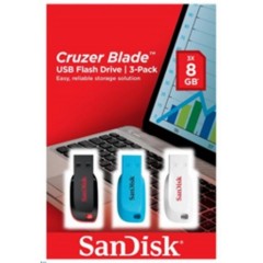 SAN DISK Pen drive Cruzer Blade 8GB 3pz nero blu bianco 3102304
