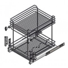 CESTELLO ESTRAIBILE DUE PIANI CON PORTABOTTIGLIE INOXA 45X45